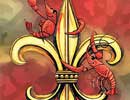 LA Crawfish Fleur De Lis Watercolor